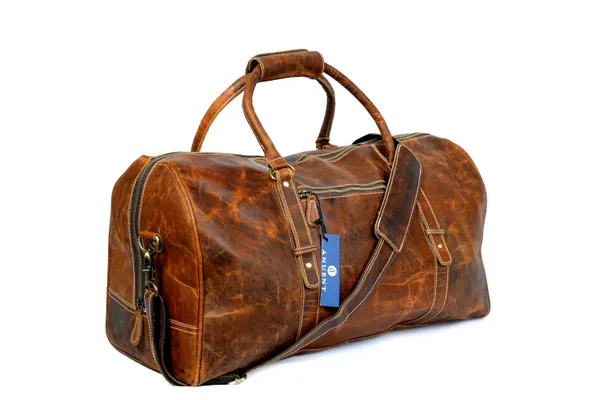 Brown_20"_Buffalo_Genuine_Leather_Duffle_Bag_Travel_Carry-On_Luggage_Overnight_Gym_Weekender_Bag_(_20x9x11_inchs_)