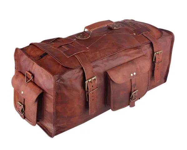 Brown_Genuine_Leather_21_Inch_Flap_Carryall_Weekender_Travel_Overnight_Gym_Sports_Bag_(_28x12x14_inchs_)