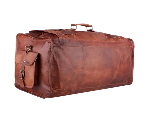 Brown_Genuine_Leather_21_Inch_Flap_Carryall_Weekender_Travel_Overnight_Gym_Sports_Bag_(_28x12x14_inchs_)
