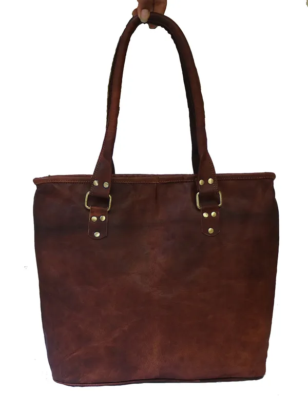 Brown_Genuine_Leather_Tote_Bag_For_Women_With_Zipper__Closure_-_Shoulder_Bag_,_Top_Handle_Handbag_(_13x16_inchs_)