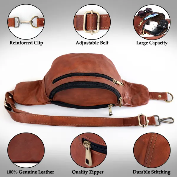 Brown_Genuine_Leather_Fanny_Pack__Belt_Bag_Cross-Body_Fashion_Waist_Packs_Perfect_For_Travel,_Camping,_Cycling,_Running_Bum_Pack_(_8X.45_inchs_)