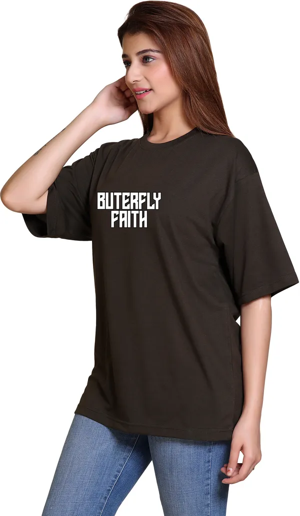 Dark_Green_Cotton_Blend_Casual_Oversized_T-Shirt_For_Women