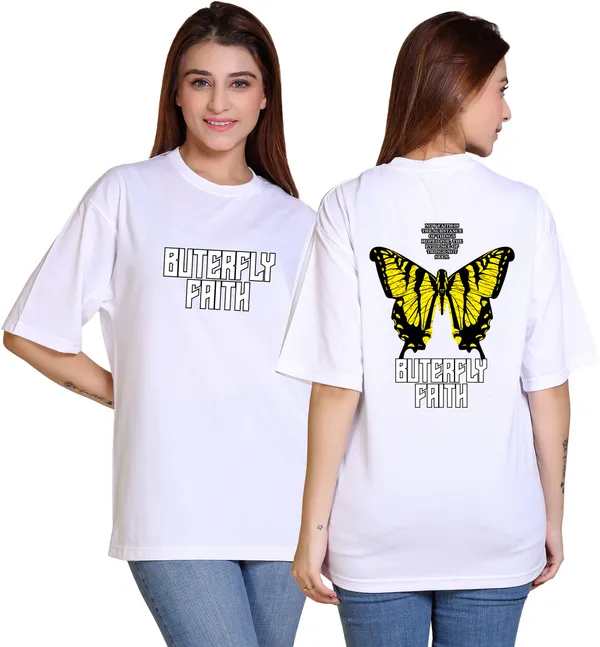 White_Cotton_Blend_Casual_Oversized_T-Shirt_For_Women