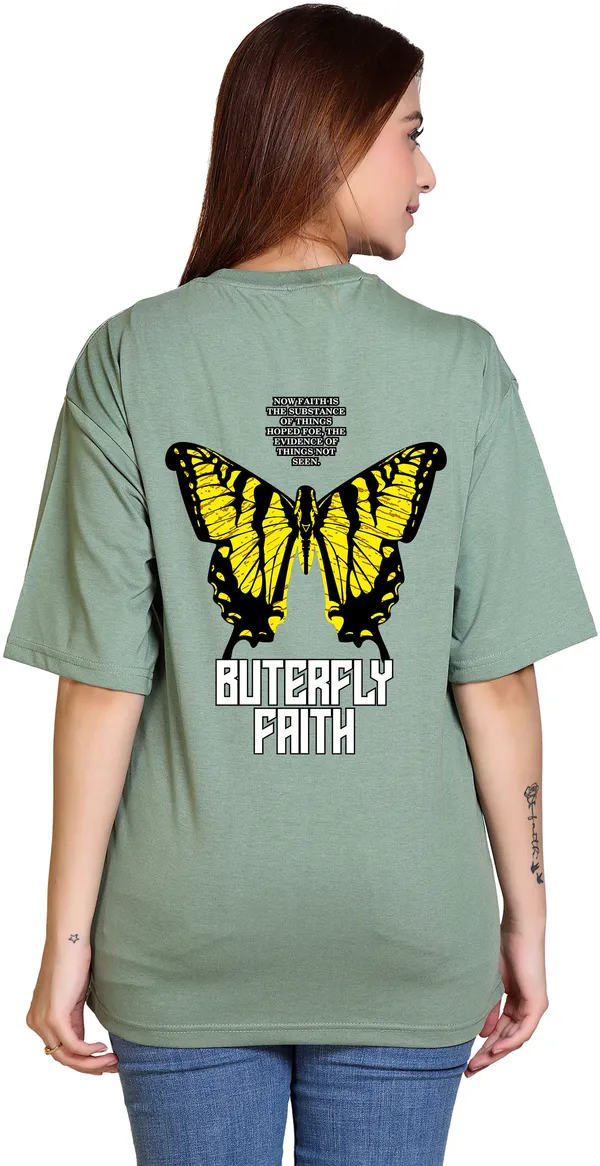 Light_Green_Cotton_Blend_Casual_Oversized_T-Shirt_For_Women