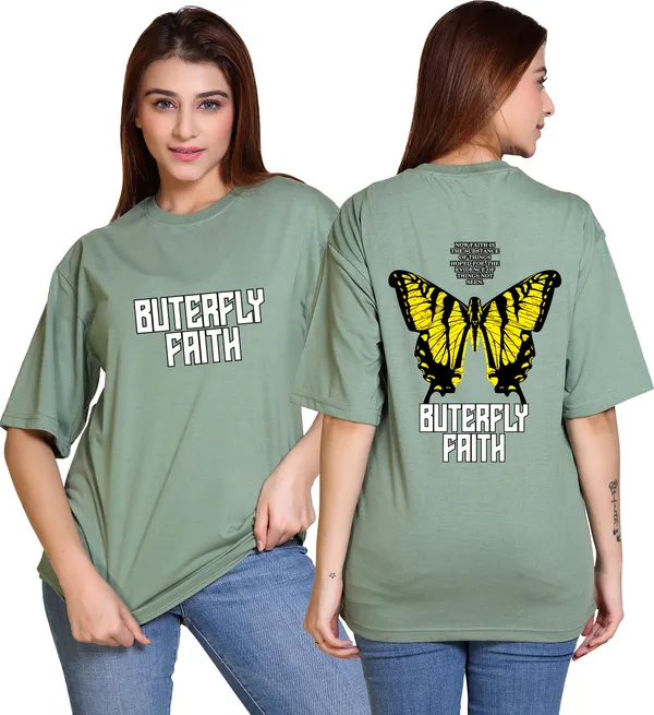 Light_Green_Cotton_Blend_Casual_Oversized_T-Shirt_For_Women