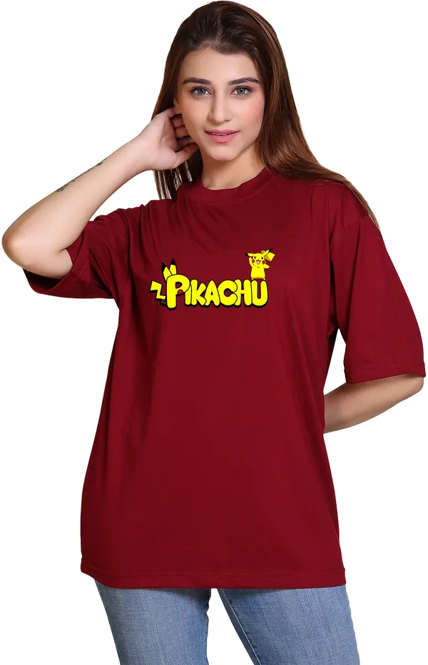 Pack_of_2_Maroon_Cotton_Blend_Casual_Oversized_T-Shirt_For_Women