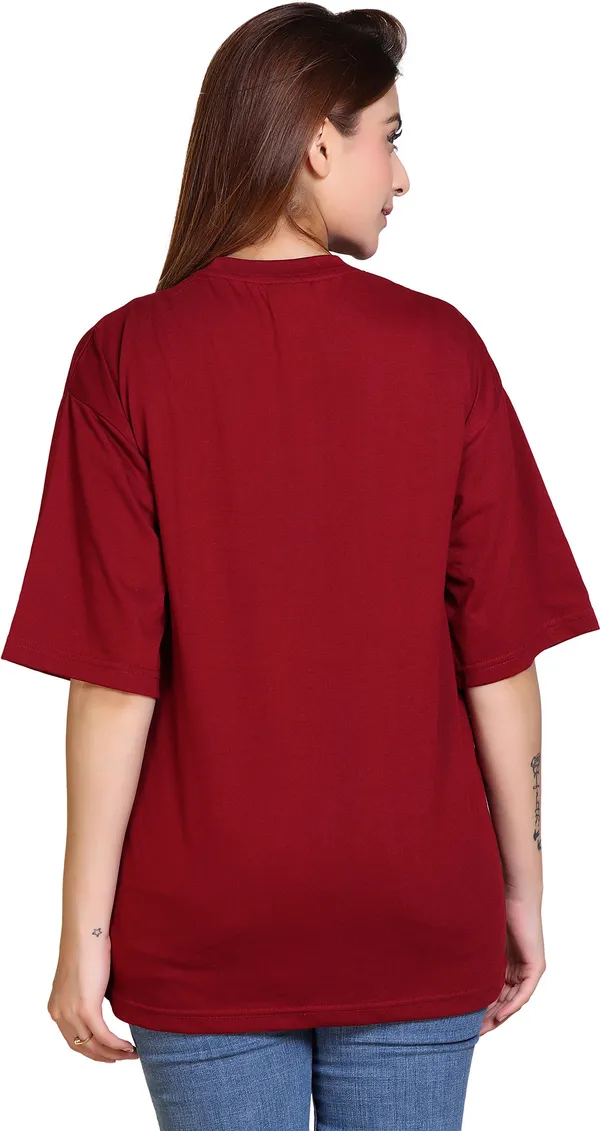 Pack_of_2_Maroon_Cotton_Blend_Casual_Oversized_T-Shirt_For_Women