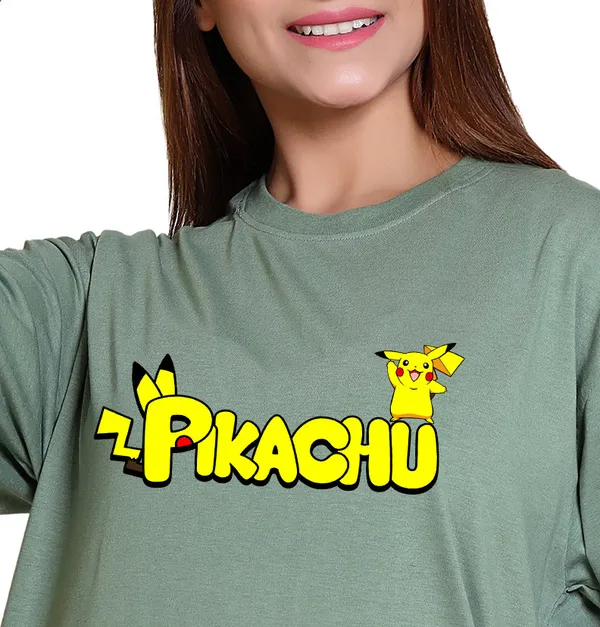 Light_Green_Cotton_Blend_Casual_Oversized_T-Shirt_For_Women