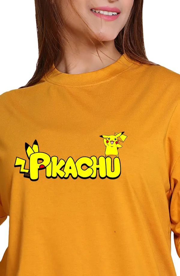 Yellow_Cotton_Blend_Casual_Oversized_T-Shirt_For_Women