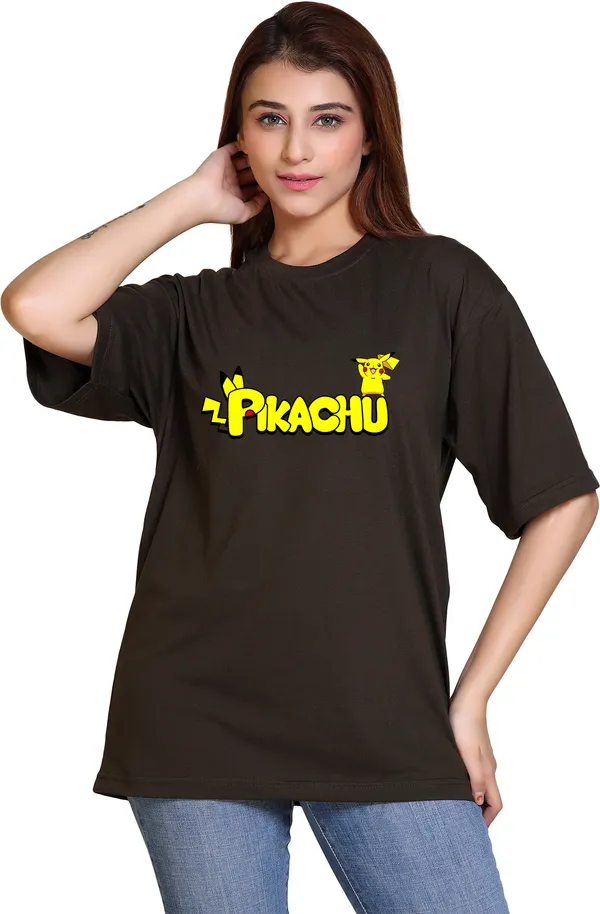 Dark_Green_Cotton_Blend_Casual_Oversized_T-Shirt_For_Women