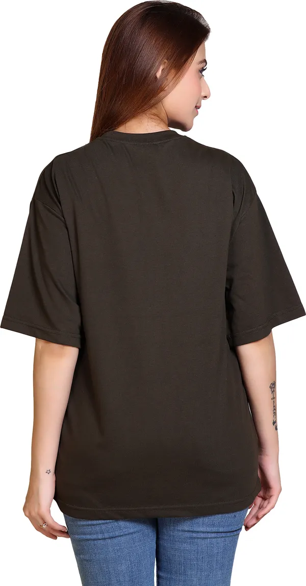 Dark_Green_Cotton_Blend_Casual_Oversized_T-Shirt_For_Women