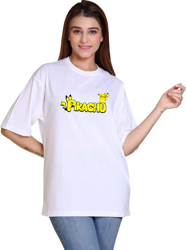White_Cotton_Blend_Casual_Oversized_T-Shirt_For_Women
