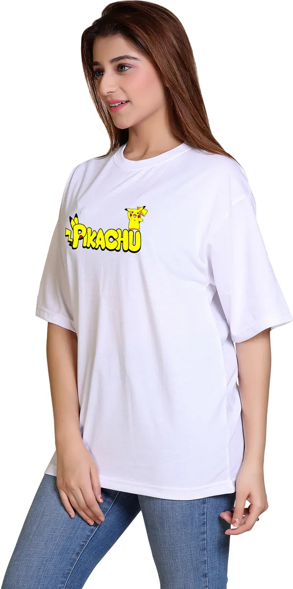 White_Cotton_Blend_Casual_Oversized_T-Shirt_For_Women