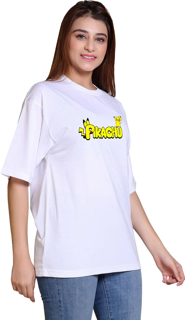 White_Cotton_Blend_Casual_Oversized_T-Shirt_For_Women
