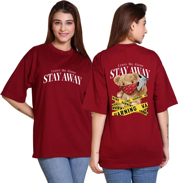 Maroon_Cotton_Blend_Casual_Oversized_T-Shirt_For_Women