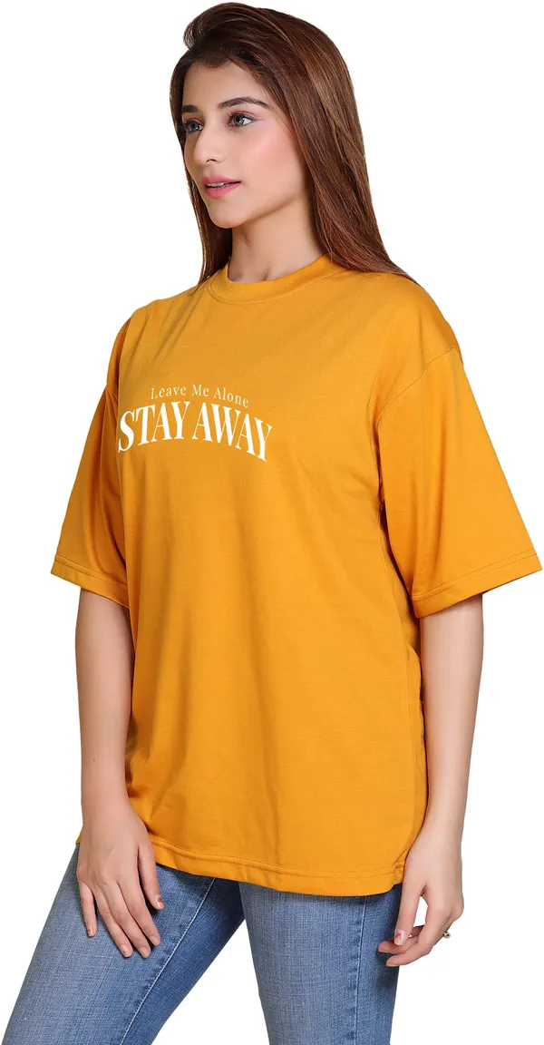 Yellow_Cotton_Blend_Casual_Oversized_T-Shirt_For_Women