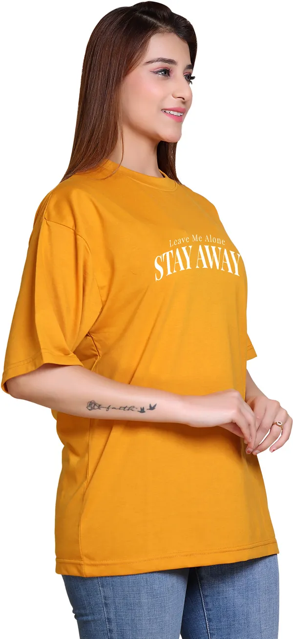 Yellow_Cotton_Blend_Casual_Oversized_T-Shirt_For_Women