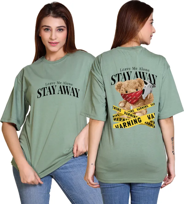 Light_Green_Cotton_Blend_Casual_Oversized_T-Shirt_For_Women
