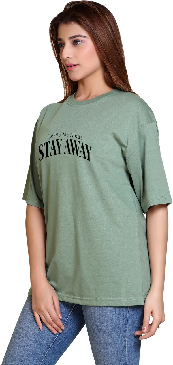 Light_Green_Cotton_Blend_Casual_Oversized_T-Shirt_For_Women
