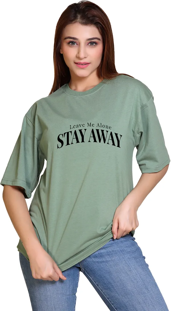 Light_Green_Cotton_Blend_Casual_Oversized_T-Shirt_For_Women
