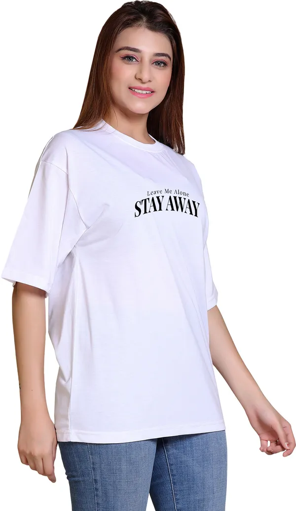 White_Cotton_Blend_Casual_Oversized_T-Shirt_For_Women