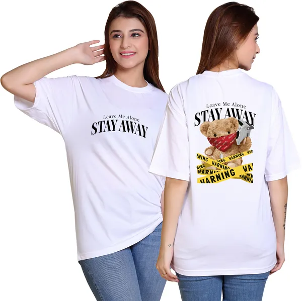 White_Cotton_Blend_Casual_Oversized_T-Shirt_For_Women