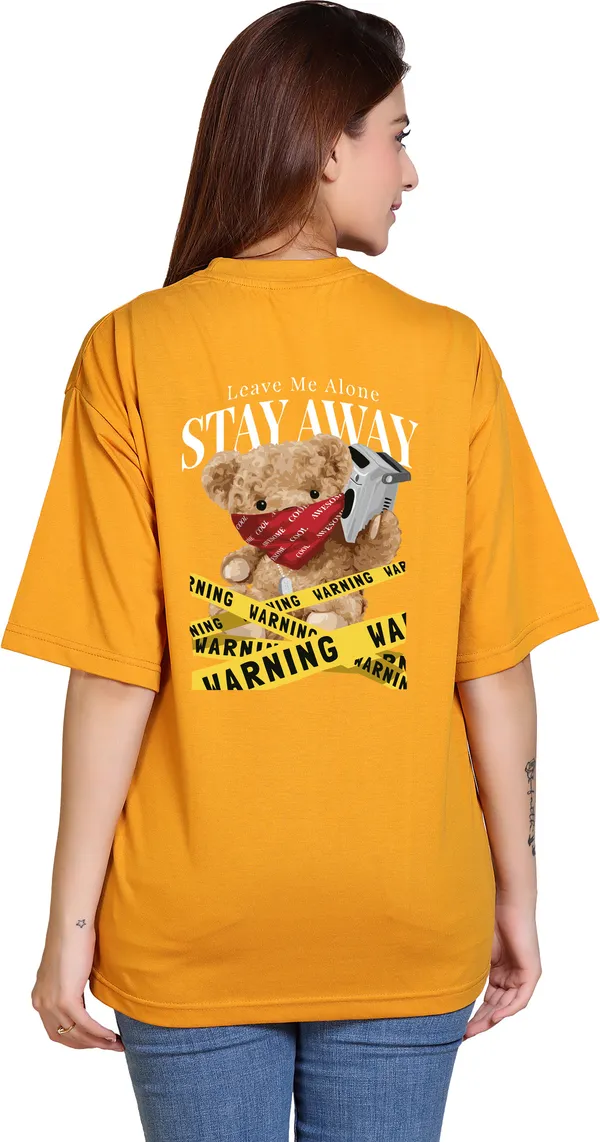 Yellow_Cotton_Blend_Casual_Oversized_T-Shirt_For_Women