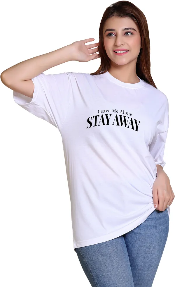 White_Cotton_Blend_Casual_Oversized_T-Shirt_For_Women