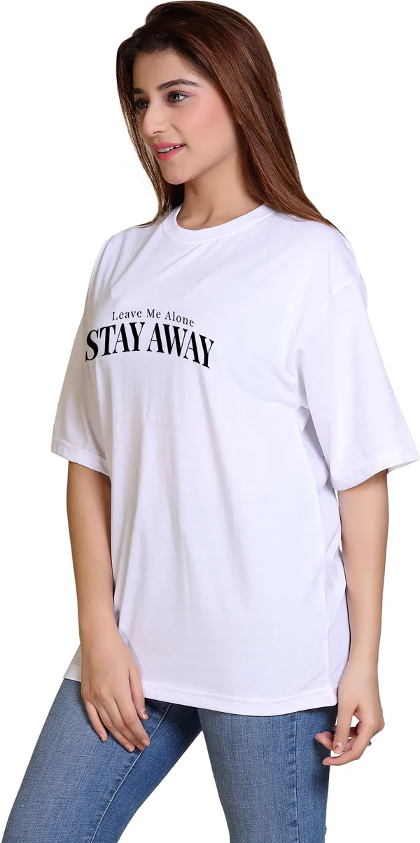 White_Cotton_Blend_Casual_Oversized_T-Shirt_For_Women
