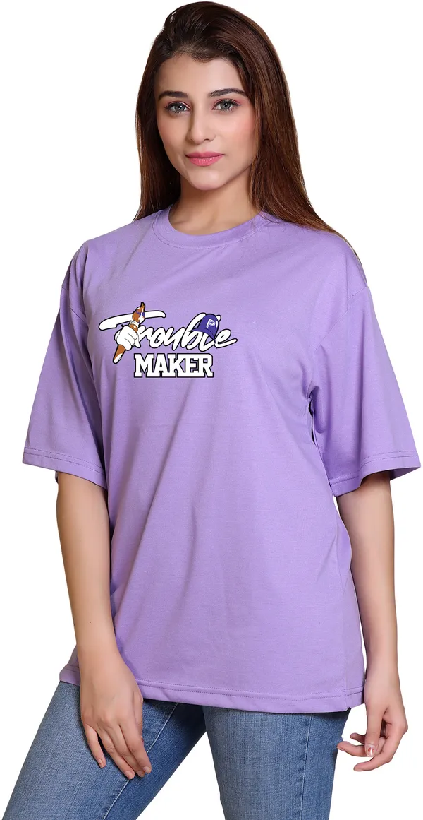 Purple_Round_Neck_Cotton_Blend_Half_Sleeve_Oversized_T-Shirt_For_Women
