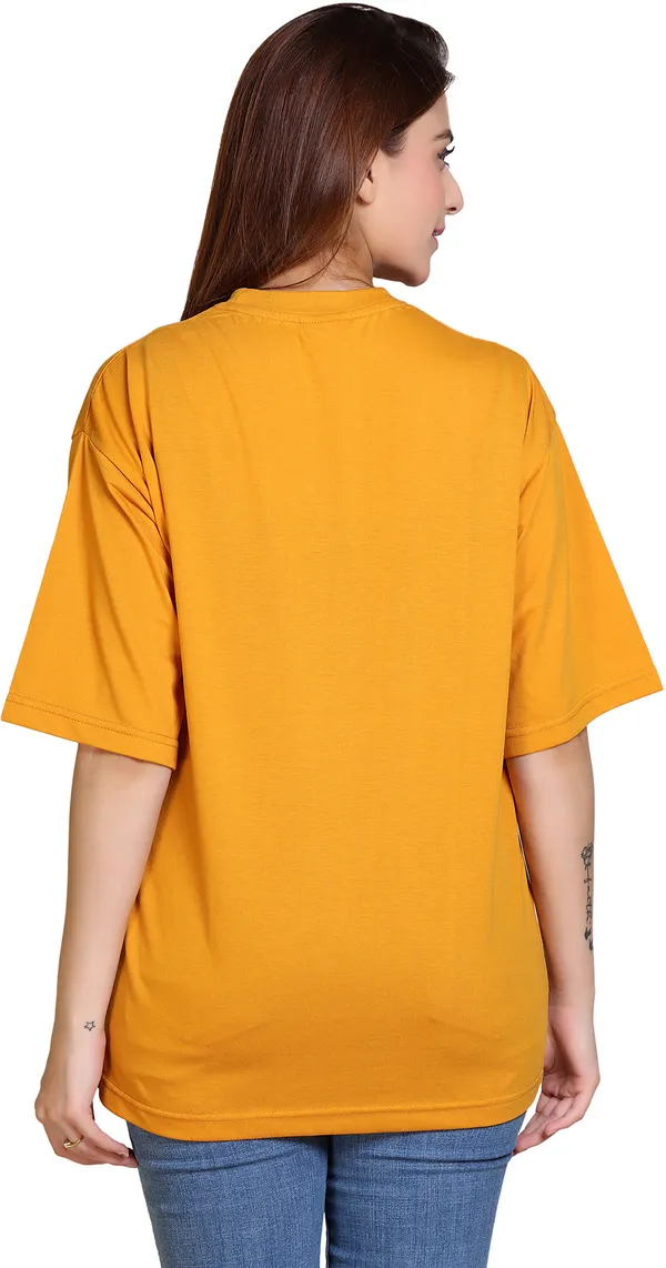 Yellow_Round_Neck_Cotton_Blend_Half_Sleeve_Oversized_T-Shirt_For_Women