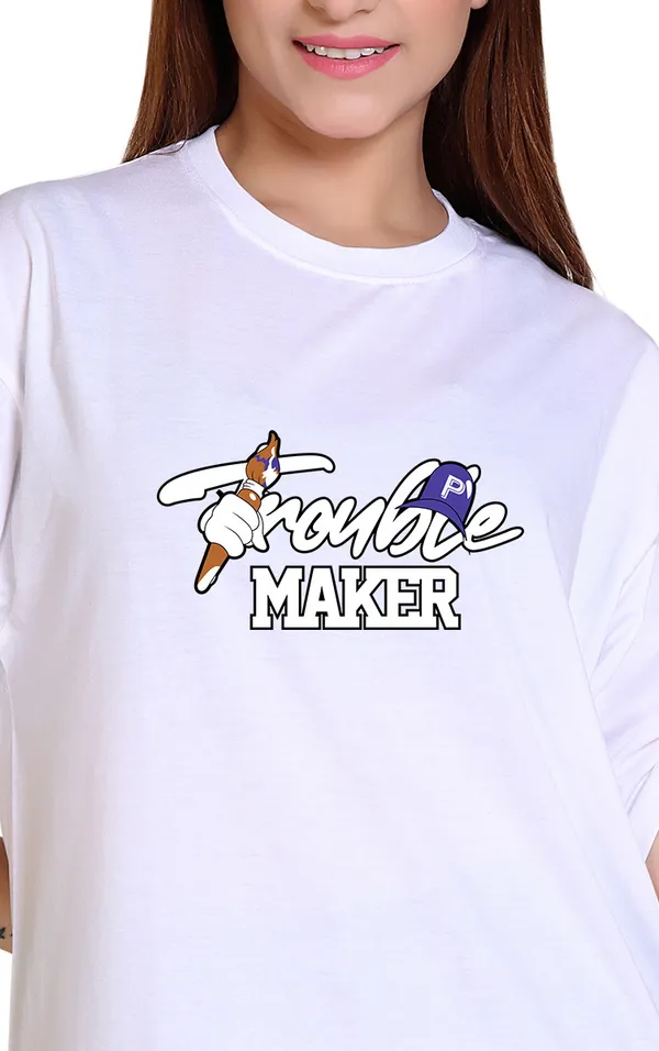 White_Cotton_Blend_Casual_Oversized_T-Shirt_For_Women