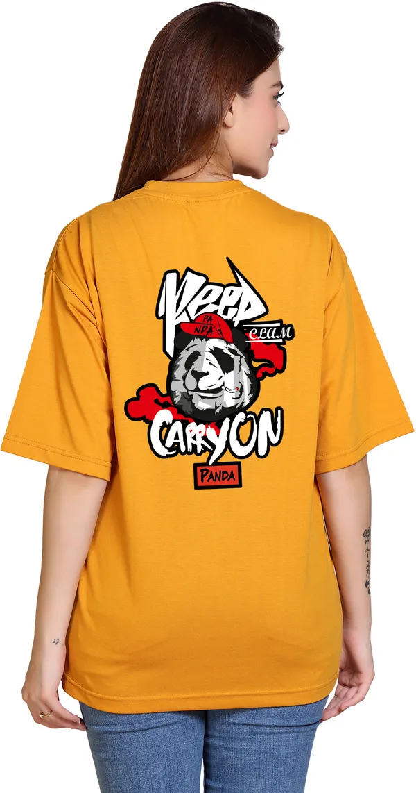 Yellow_Cotton_Blend_Casual_Oversized_T-Shirt_For_Women