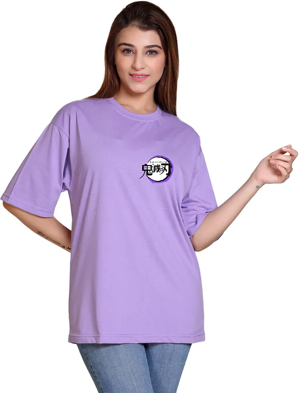 Purple_Cotton_Blend_Half_Sleeve_Casual_Oversized_T-Shirt_For_Women