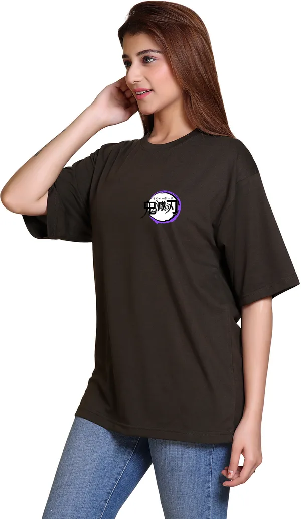 Dark_Green_Cotton_Blend_Casual_Oversized_T-Shirt_For_Women