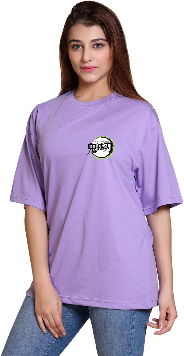 Purple_Cotton_Blend_Casual_Oversized_T-Shirt_For_Women