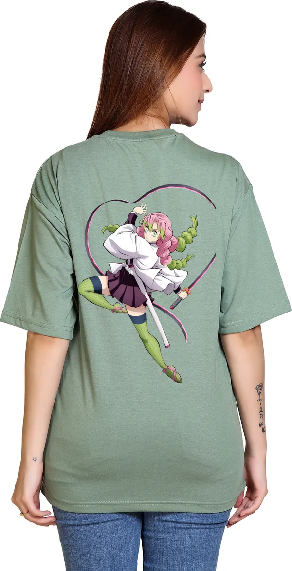 Light_Green_Cotton_Blend_Casual_Oversized_T-Shirt_For_Women