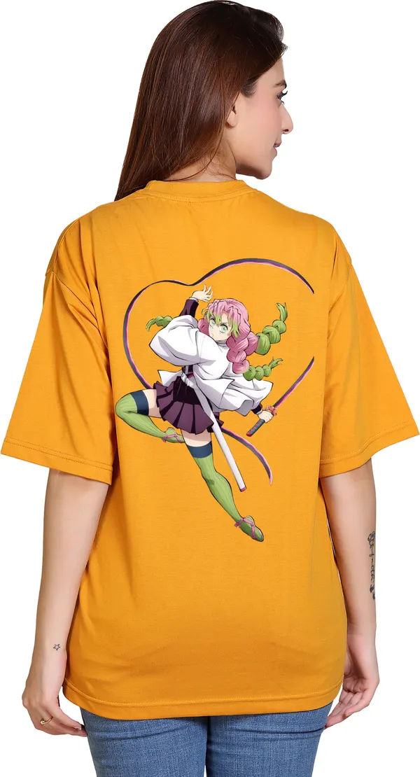 Yellow_Cotton_Blend_Casual_Oversized_T-Shirt_For_Women