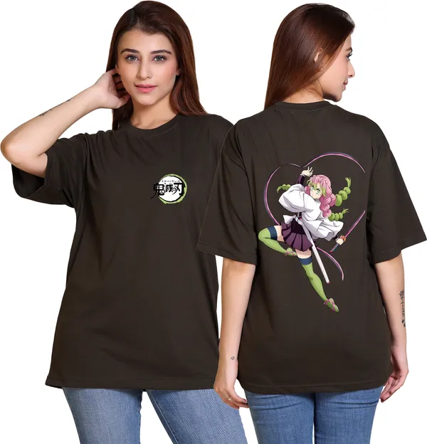 Dark_Green_Cotton_Blend_Casual_Oversized_T-Shirt_For_Women