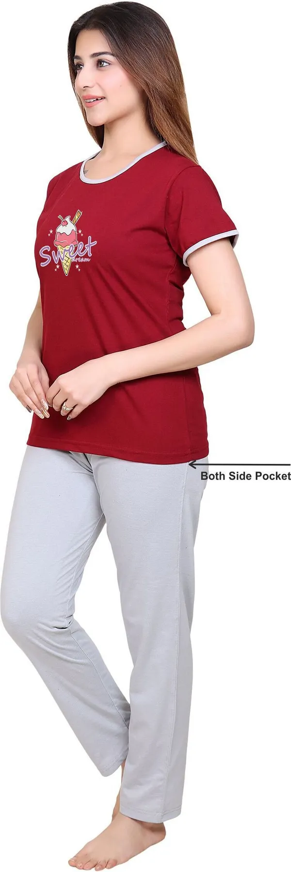 Maroon_Cotton_Blend_Printed_Top_&_Pyjama_Set_For_Women