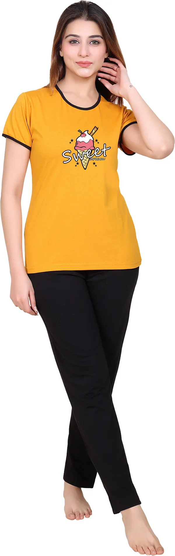 Yellow_Cotton_Blend_Printed_Top_&_Pyjama_Set_For_Women