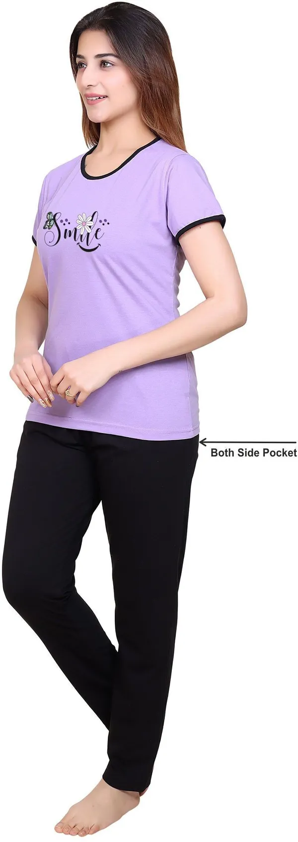 Purple_&_Black_Regular_Cotton_Blend_Printed_Top_&_Pyjama_Set_For__Women