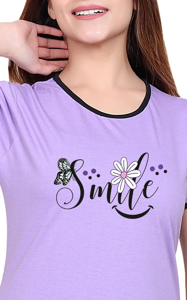 Purple_&_Black_Regular_Cotton_Blend_Printed_Top_&_Pyjama_Set_For__Women