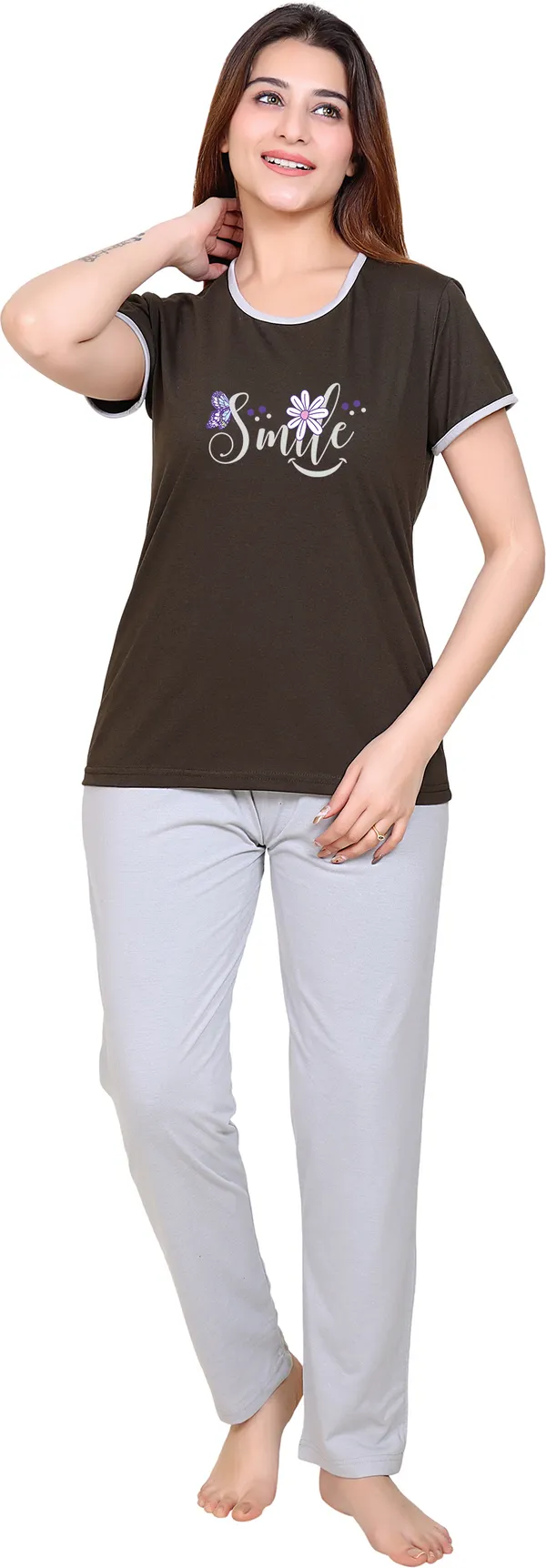 Green_&_Grey_Regular_Cotton_Blend_Printed_Top_&_Pyjama_Set_For__Women