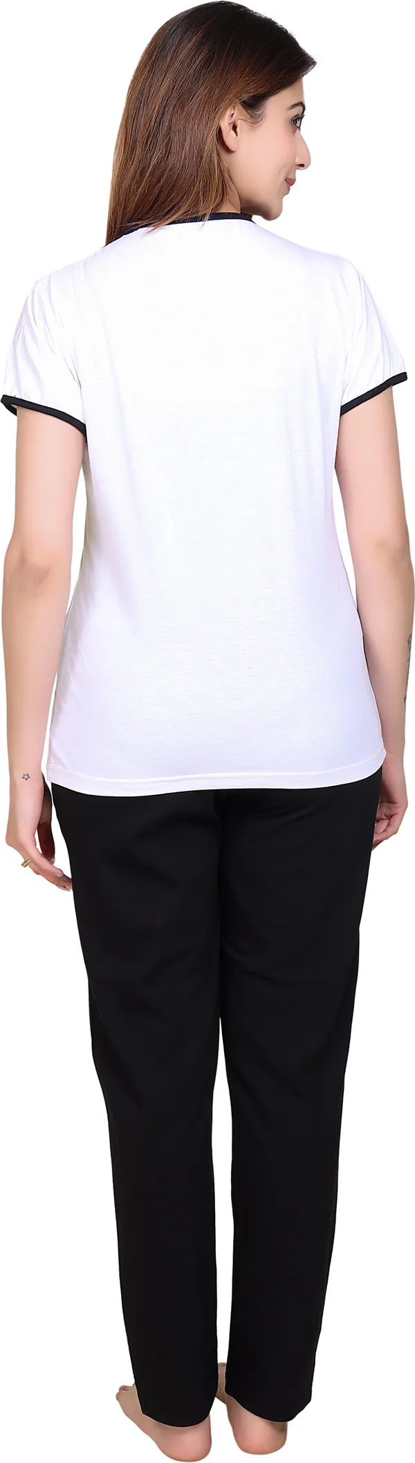 White_Cotton_Blend_Printed_Top_&_Pyjama_Set_For_Women