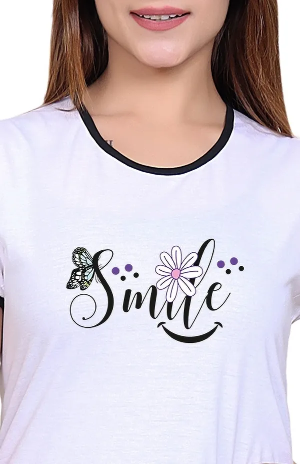 White_Cotton_Blend_Printed_Top_&_Pyjama_Set_For_Women
