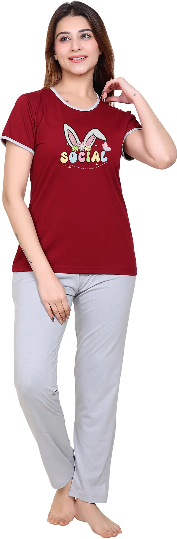 Maroon_&_Grey_Cotton_Blend_Regular_Printed_Tracksuit_For_Women