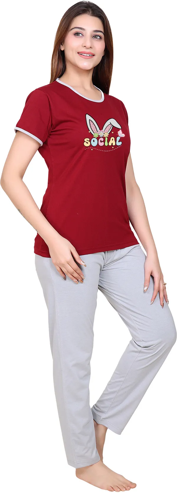 Maroon_&_Grey_Cotton_Blend_Regular_Printed_Tracksuit_For_Women