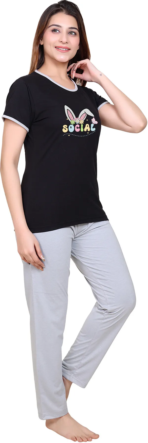 Black_Cotton_Blend_Printed_Top_&_Pyjama_Set_For_Women