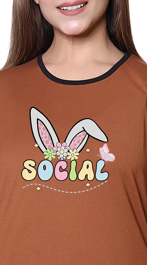 Brown_Cotton_Blend_Printed_Top_&_Pyjama_Set_For_Women
